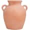 11" Orange Ceramic Terra Cotta Jug Vase with Handles